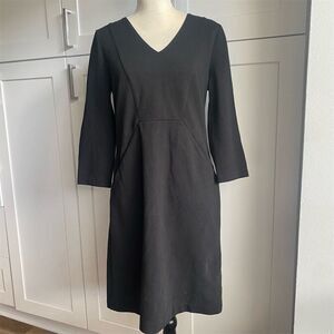 Boden Women's Black Sheath Dress Size 8 midi Length 3/4 Sleeve Workwear